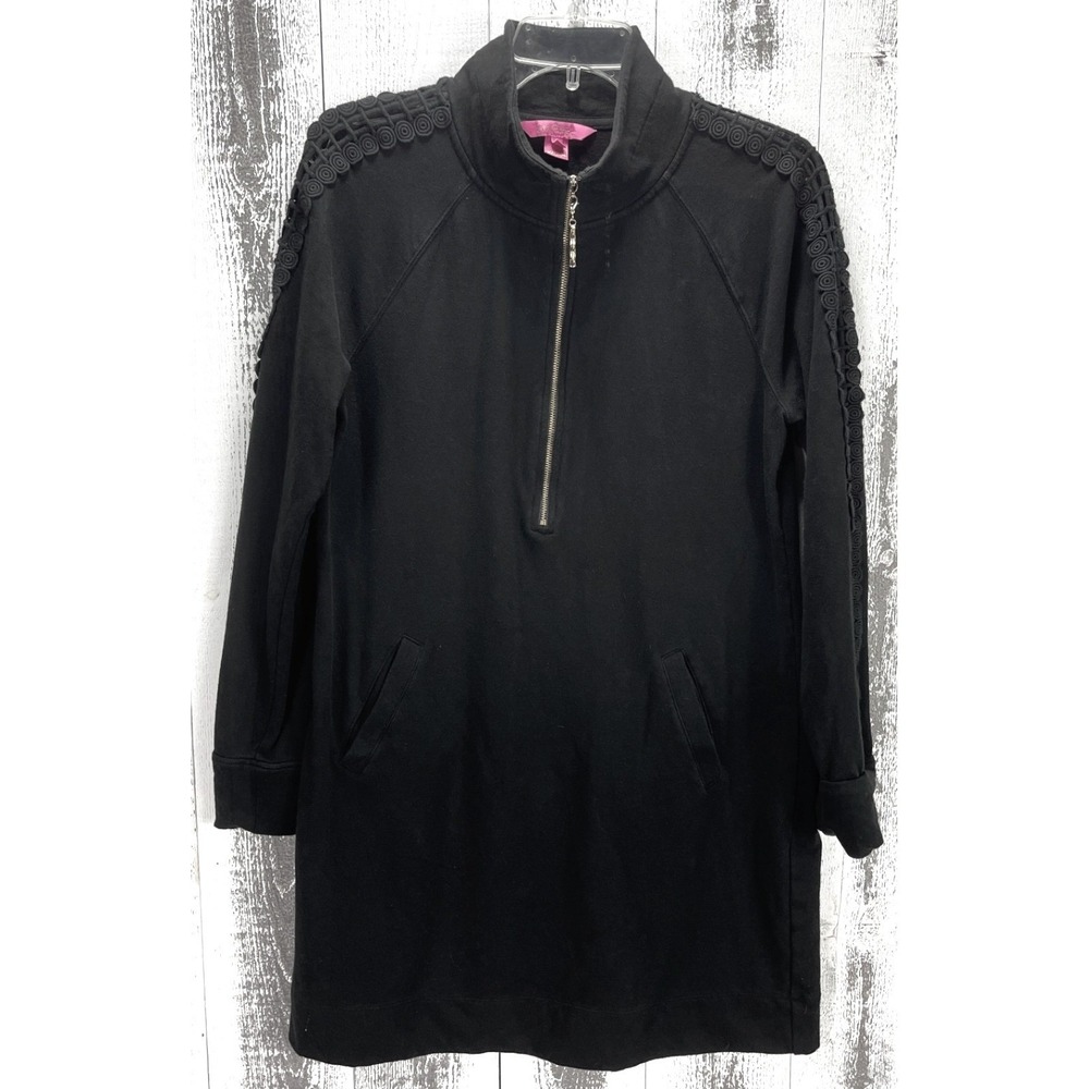 Lilly Pulitzer Black Long Sleeve Half-Zip Dress